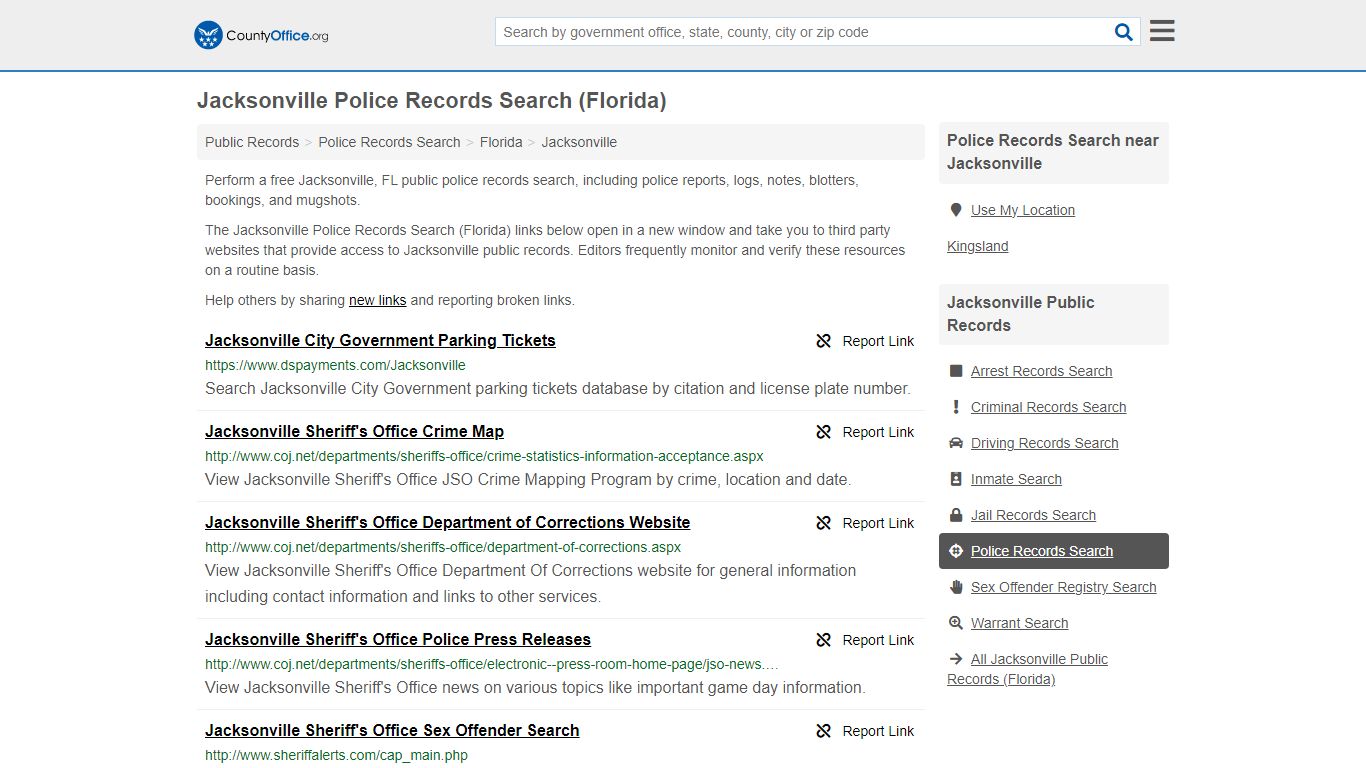 Jacksonville Police Records Search (Florida) - County Office